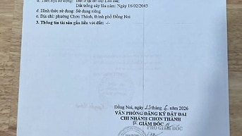 Cần bán đất sát  QL13 diện tích 300m2 sẵn thổ cư ngay TT chơn thành 