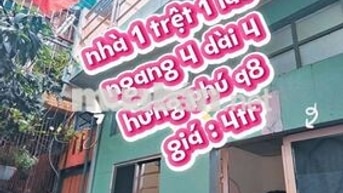 Thuê nhà DTSD 32m2 giá 4tr đường hưng phú quận 8 