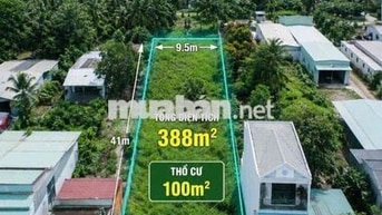 388m2(9,5x41) 100 thổ mt đường 421 giá 470tr-ngân hàng hỗ trợ cho vay