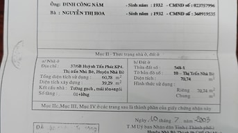 Bán nhà trong Chợ Phú Xuân Đường Huỳnh Tấn Phát Nhà Bè 