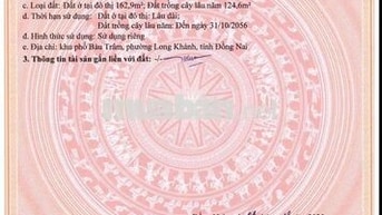BÁN 287M2 ĐẤT THỔ CƯ SỔ RIÊNG,LONG KHÁNH,ĐỒNG NAI,CHỈ 1 TỶ 45O TRIỆU