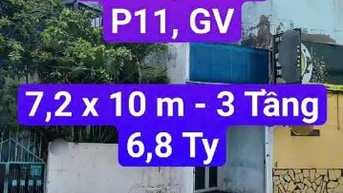Nhà MT đường số 8,P11, GV. 72m2-3 Tầng. 6,8 Tỷ 
