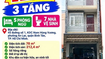  BÁN NHÀ MẶT TIỀN 45 ĐƯỜNG SỐ 1 - KDC NAM HÙNG VƯƠNG, BÌNH TÂN